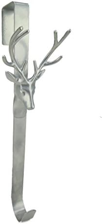 Noel Konseptleri Noel Metal Çelenk Askısı-Gümüş Geyik Kafası Tasarımı-29cm