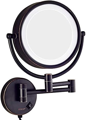 Nhlzj Temiz ve Parlak 8.5 İnç Banyo Pirinç Işıklı Büyütmek Katlanır Uzatılabilir Vanity Aynalar ışıkları ile, Anahtarı ile Elektrik
