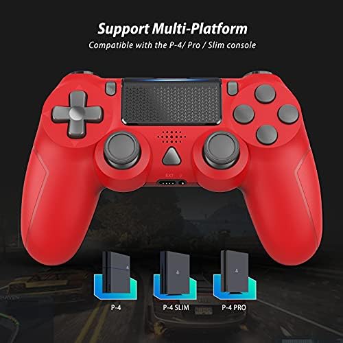 Nolansend Kablosuz Denetleyici Çift Titreşim Oyun Joystick Denetleyicisi için PS4/Ince / Pro,PS4 Konsolu ile Uyumlu(Kırmızı)