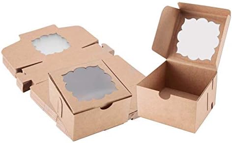 Sharlity 50 Paketi Ekmek Kutuları ile Pencere Pasta kutuları Tatlı kutuları Tedavi kutuları Çerez Kutuları Hediye Vermek için