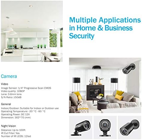 ANNKE FHD 1080p 2MP TVI Bullet Güvenlik Kamerası, IR Gece Görüşlü 100 ft Gece Görüşü, 3D DNR ve Dijital WDR, İç/Dış Mekan Kullanımı