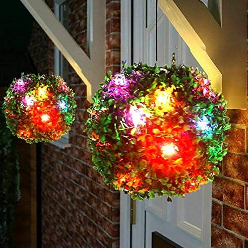 ZXY-NAN peri ışık, güneş enerjili renkli LED gece lambası yapay Topiary topu açık düğün bahçe lambası 20 cm çapı tatil ışıkları