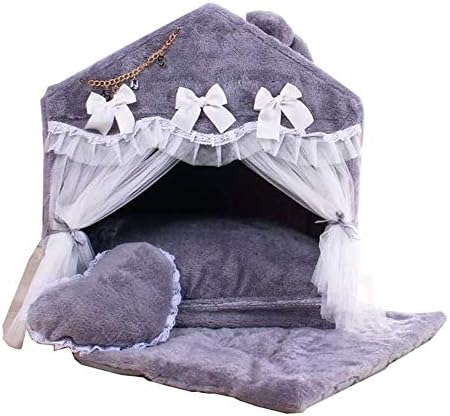 QTT Pet yatak Pet yatak Yuva Zarif Güzel Yatak Doghouse ısınma Pet Yuva Prenses Yaylar Dantel Kalp Tasarım ile Anti-Kayma Alt