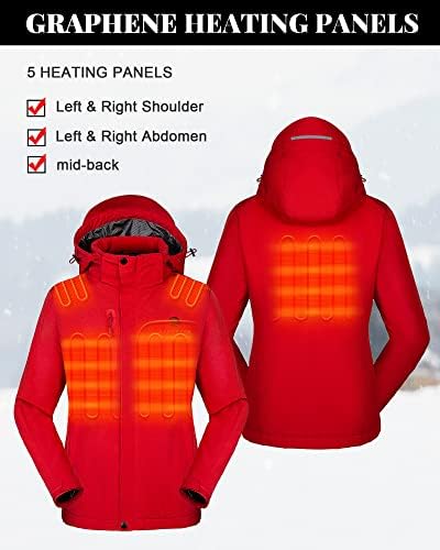 Venustas kadın ısıtmalı ceket ile pil paketi 7.4 V, rüzgar geçirmez Elektrik yalıtımlı ceket ile ayrılabilir Hood Slim Fit