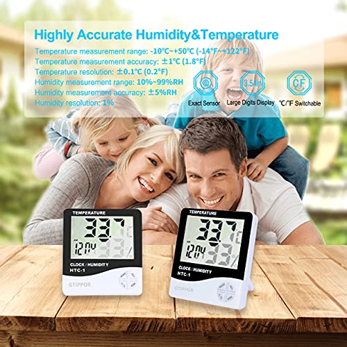 Nem Ölçerler, 2 Paket Kapalı Termometre Higrometre Nem Ölçer Sıcaklık ve nem monitörü için Oturma Odası, Yatak Odası, Pet Sürüngen,