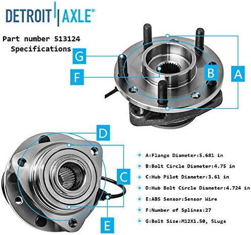 Detroit Aks-Ön Tekerlek Rulman ve Hub, Delinmiş ve Oluklu Disk Fren Kiti Rotorlar w/Seramik Pedleri için 98-05 Chevy S10 Blazer