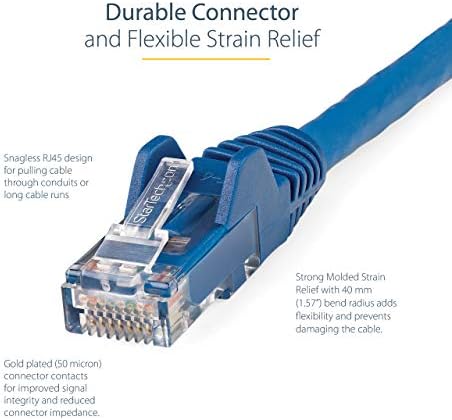 StarTech.com 50ft (15m) CAT6 Ethernet Kablosu - LSZH (Düşük Duman Sıfır Halojen) - 10 Gigabit 650MHz 100W PoE RJ45 UTP Ağ Yama