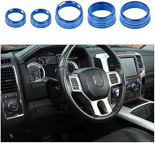 Dodge RAM ıçin Voodonala Klima Far Anahtarı CD Topuzu Trim 2013-2017 Dodge RAM ıçin Alüminyum 5 adet Mavi
