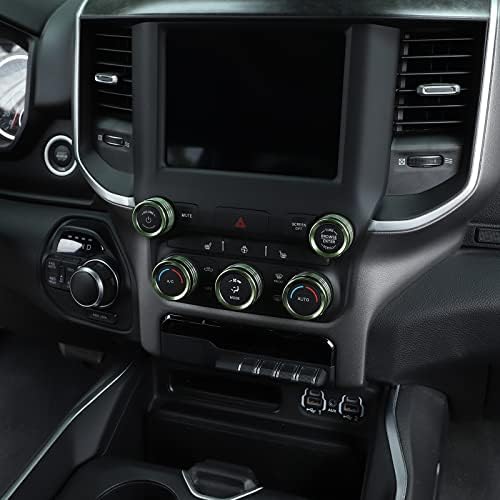 Dodge RAM ıçin Voodonala Alüminyum Merkezi Konsol AC Radyo Anahtarı Topuzu Kapak ıçin 2018-2020 RAM, 5 adet Yeşil