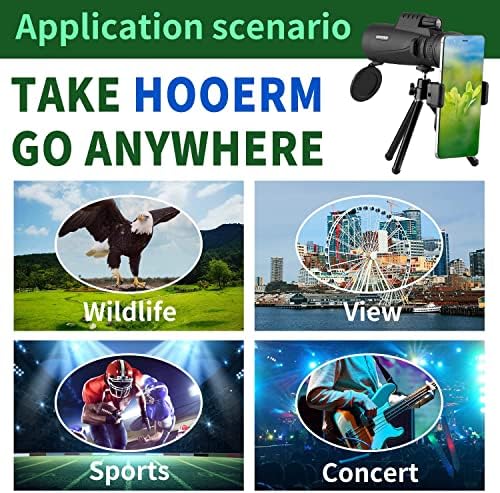 Hooerm Monoküler Teleskop Smartphone için,12X50 Yüksek Çözünürlüklü Monoküler, MYK&BAK4 Prizma Monoskop Çift Odak Optik Zoom