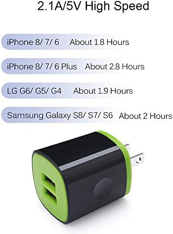 Duvar şarj adaptörü, Şarj Tuğla, AndHot 5 Paket 2.1 A Çift Bağlantı Noktalı USB Küp Blok Duvar şarj fişi iPhone 13 12 Mini 11