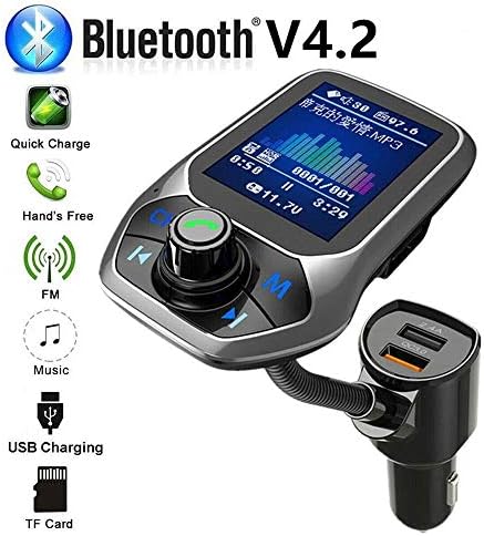 9jiuguiyi Bluetooth Fm Verici, Renkli Büyük Ekran Qc3.0 Hızlı Şarj Ses Dalgası Spektrumu Hızlı İleri/Hızlı Geri Aux Oynatma U