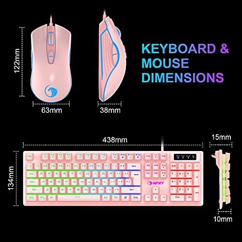 NPET S20 Kablolu Oyun Klavye Mouse Combo, LED Aydınlatmalı Sessiz Ergonomik Mekanik Duygu Klavye, Arkadan Aydınlatmalı Gaming