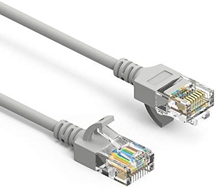 SF Kablo 0.5 ft Cat 6A UTP İnce Ethernet Ağ Önyükleme Kablosu, RJ45 Fiş, 28AWG, Saf Bakır Tel-Gri