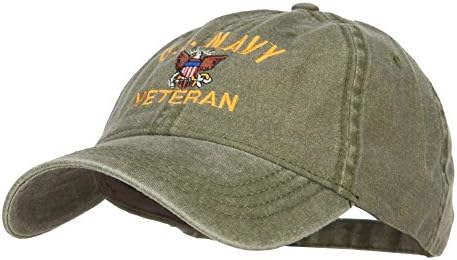 e4Hats.com ABD Donanması Veteran Askeri İşlemeli Yıkanmış Kap