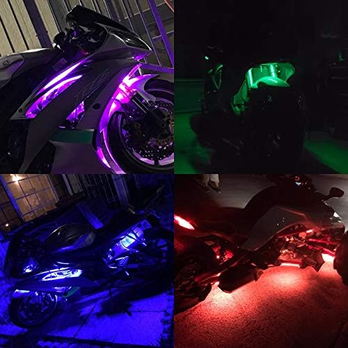 SUNPIE 12 Pcs motosiklet led ışık kiti şeritler çok renkli Accent Glow Neon zemin etkisi atmosfer ışıkları lamba ile kablosuz