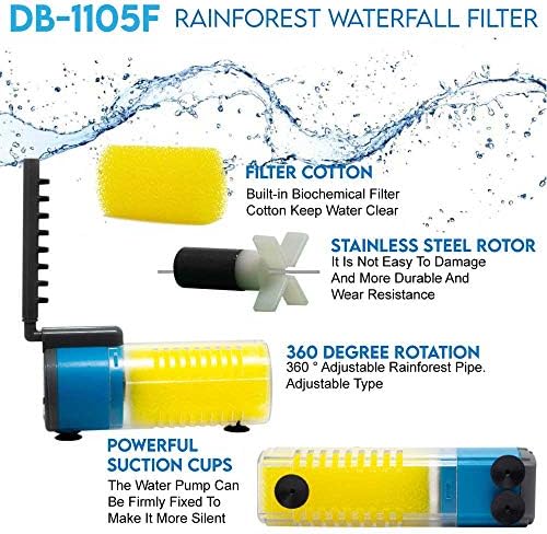 Aqua Rüya DB11F Serisi Dalgıç Pompa Ultra Sessiz 3-in-1 Dahili Filtre Su Pompası için Gölet, Akvaryum, Balık Tankı, çeşme, Hidroponik,