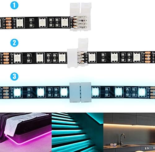 LED ışık şeridi Konnektörler 10mm Kablolu Boşluksuz Lehimsiz Adaptör Terminali Uzatma SMD 5050 Renkli LED Şerit için 10 Paketi