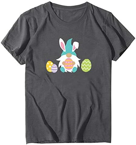 Grafik Bunny Gnome Gömlek ile Kadınlar için Paskalya Tees Genç Kızlar için Trendy Komik Kısa Kollu Tişörtleri Tops ile Tasarımlar