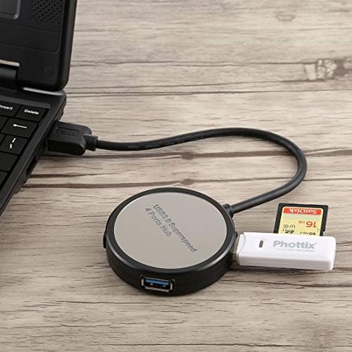 YANGJIAN 5 Gbps Süper Hız 4 Port USB 3.0 Yuvarlak Şekil Ayna Tasarım HUB Adaptörü, kablo Uzunluğu: 18 cm (Siyah) (Renk : Siyah)