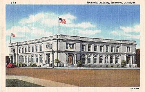 Ironwood Michigan Anıt Binası Keten Antik Kartpostal J52086