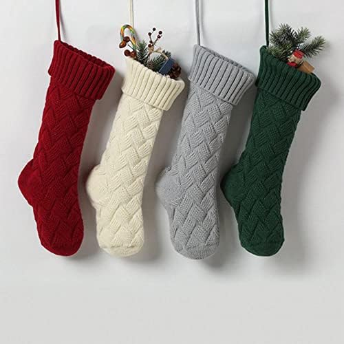 HOAWEGU 4 Paket 18 İnç Örgü Noel Çorap, Noel Çocuk Hediye Asılı Yün Çorap Aile Tatil Noel Partisi Ev Dekorasyon için.