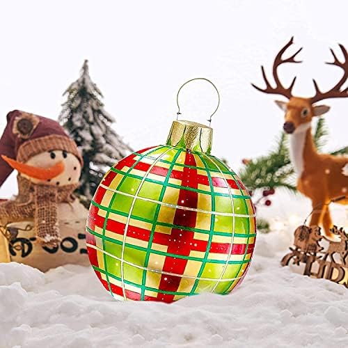Noel Şişme Dekorasyon Topu, 23.6 İnç Noel Süs Topu Açık Eğlenceli PVC Şişme Oyuncak Top ile Pompa, dev Noel Ağacı Havaya Uçurmak