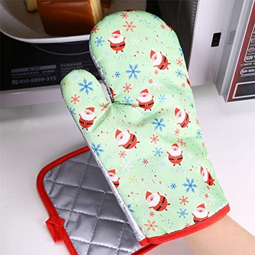 Chyoo Noel tema baskı fırın eldiveni ısıya dayanıklı fırın eldiveni ve kaymaz yüzey Pot sahipleri ev Mutfak Aksesuarları Açık