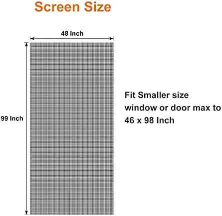 HADOR Pencere Ekran Mesh Değiştirme 48 x 99, Fiberglas Ayarlanabilir Net Mesh Rulo Sürgülü Pencereler Ekranlar ve Veranda Ekranlar