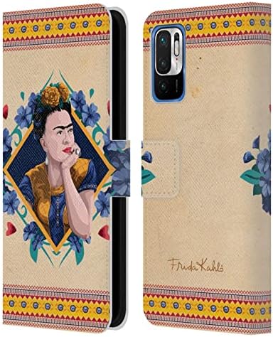 Kafa Durumda Tasarımlar Resmen Lisanslı Frida Kahlo Indigo Portre Deri Kitap Cüzdan Kılıf Kapak Xiaomi Redmi Not 10 5G ile Uyumlu