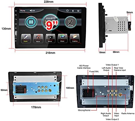 UNITOPSCI Araba Stereo Tek Din Dash Araba Radyo Bluetooth FM Radyo Alıcısı ile 9 İnç Dokunmatik Ekran Yedekleme Kamera Ayna Bağlantı