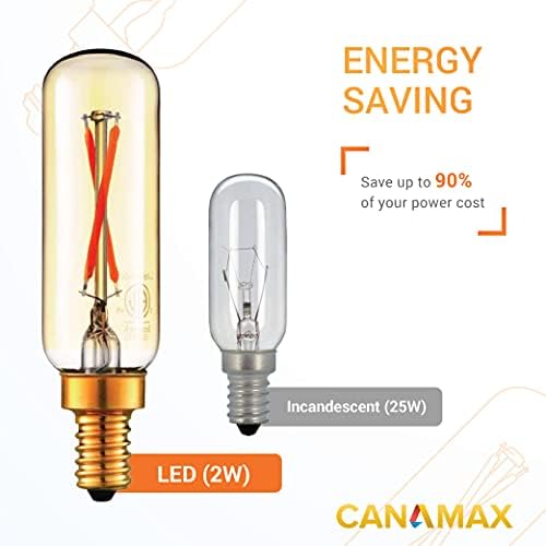 Canamax Premium E12 T25 2W 120V LED Şamdan Ampul Sıcak Beyaz 2700K-Enerji Tasarruflu Ampul 270 Derece Işın Açısı-10'lu Paket