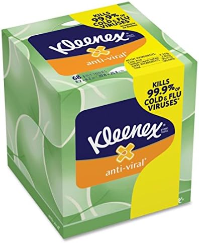 Kleenex 25836BX Yüz Dokusu, Anti-Viral, Dik, 68 Sht / BX, Beyaz