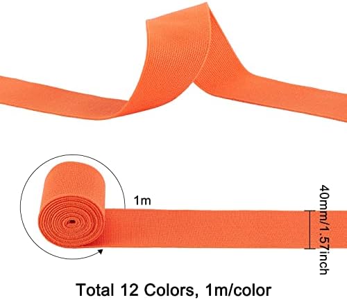 BENECREAT 12 Renkler 13 Metre Elastik Bant 1.5 İnç/40mm Şerit Streç Elastik Dikiş Saç Kravat Zanaat Projesi için