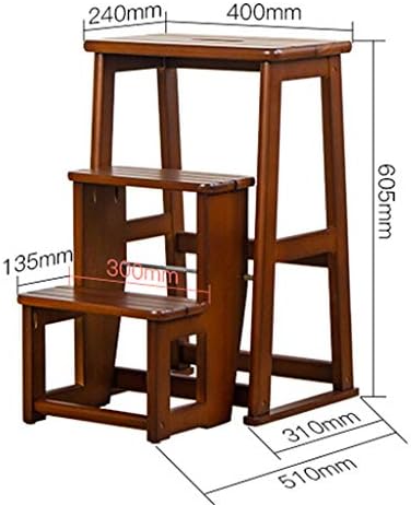 XWZJY Yüksek Pedalı Dışkı-Tavan Mutfak Ofis Merdiven Dışkı Sandalye 3 Adım Kalınlaşma Ahşap Merdiven İşlevli Çiçek Standı Raf,