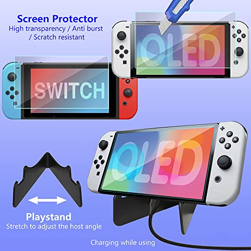 omrando Sert Taşıma Çantası Nintendo Switch (OLED modeli) ve Nintendo Switch ile uyumlu,Oyun Standı, Switch ve OLED için Temperli