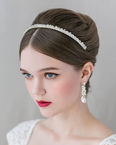 SWEETV Kristal Düğün Kafa Bandı Gelin Saç Bandı Gümüş Gelin Headpieces Düğün Tiara Rhinestone Saç Aksesuarları