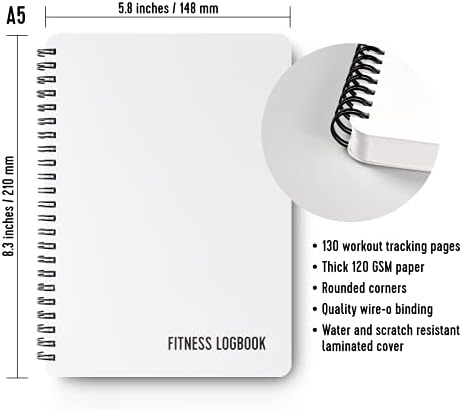 Fitness Seyir Defteri Softcover-Tarihsiz Egzersiz Günlüğü-6 x 8 inç - Kalın Kağıt, Dayanıklı Lamine Kapak, Yuvarlak Köşeler,