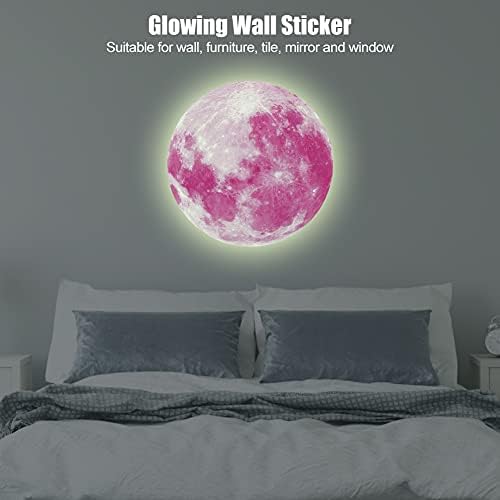 TQNSSM 30 cm Aydınlık Ay Şekli Parlayan Duvar Sticker Ev Dekor Çocuk Odası Yatak Odası için(Mor-yeşil)