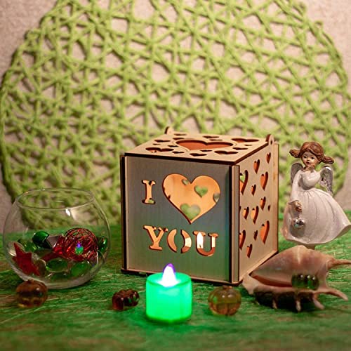 Sevgililer Günü Projeksiyon Ahşap Kutu, Romantik Mumluk Projeksiyon Kutusu, mevcut Gençler Kızlar Kadınlar için Doğum Günü sevgililer