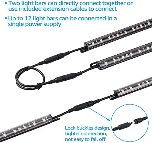 TORCHSTAR LED Güvenli Aydınlatma Kiti, (4) 12 inç Bağlanabilir ışık Çubukları + Hareket Sensörü + UL Güç Adaptörü, Dolap Altı,