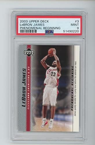 2003-04 Üst Güverte Olağanüstü Başlangıç 3 Lebron James ÇAYLAK RC NANE PSA 9 Dereceli NBA Basketbol Kartı 03-04