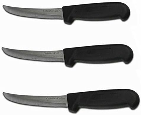 Columbia Çatal Bıçak takımı Siyah kemiksi saplı bıçak-6 inç. Kavisli ve Sert-Profesyonelce Bilenmiş (3 Paket-6 inç. Kemik Bıçağı)