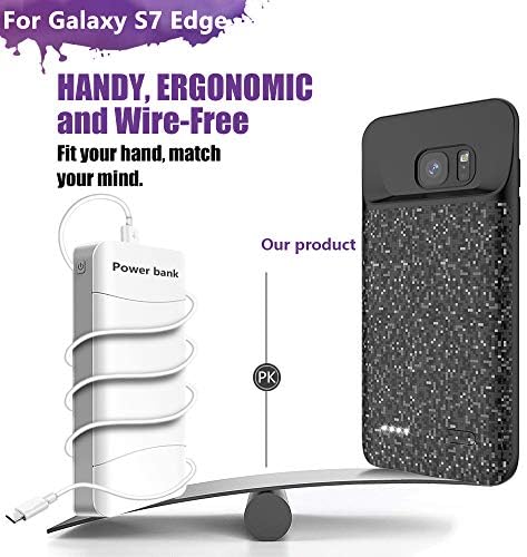 Samsung Galaxy S7 Edge için BAHOND Pil Kutusu, 5000mAh Şarj Edilebilir Genişletilmiş Pil Şarj Cihazı Şarj Çantası, %100 Ekstra