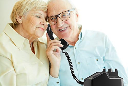 Ev Sezgisi İşitme Engelliler için Klasik Kablolu Telefon Ekstra Yüksek Sesli Zil Sesi olan Yaşlılar için Telefon, Siyah