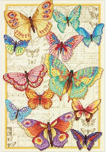 Boyutlar Altın Koleksiyonu Sayılan Çapraz Dikiş Kiti, 'Kelebek Güzellik', 14 Sayısı Fildişi Aida Kumaş, 10 x 14
