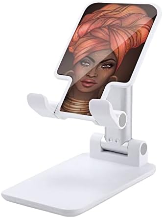 Afrika Amerikan Güzel Kız Ayarlanabilir Cep telefon standı Katlanabilir Taşınabilir Tablet Tutucu Ofis Seyahat Çiftlik Evi Beyaz