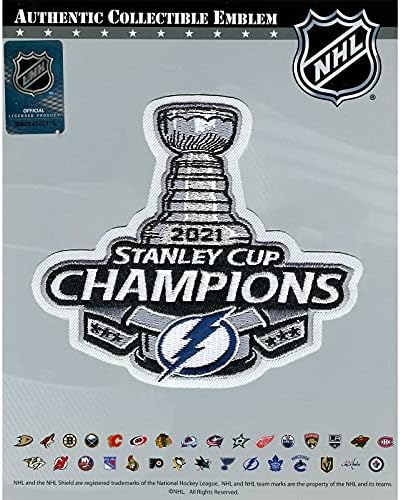 Ulusal Amblem 2021 NHL Stanley Kupası Final Şampiyonları Tampa Bay Yıldırım Hatıra Forması Yama Beyaz, 4.5 inç genişliğinde X