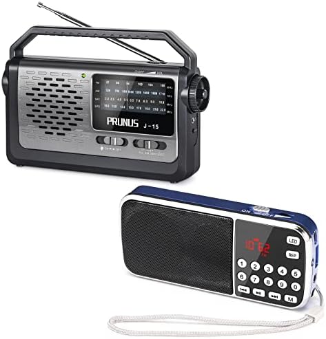 PRUNUS J-189 Bluetooth AM FM Radyo, Çift Hoparlörlü Küçük Cep Taşınabilir Radyo Ağır Bas, PRUNUS J15 Taşınabilir Radyo AM FM