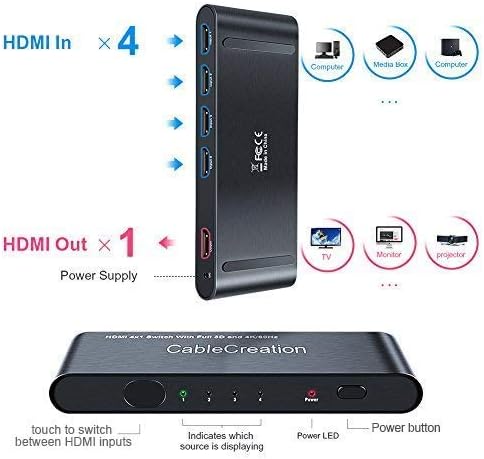 4 K HDMI Anahtarı, HDMI Splitter 4 in 1 Out, HDMI 2.0 Hub ile IR Uzaktan Kumanda, destek 4k @ 60Hz 3D HDR Dolby Full HD 1080